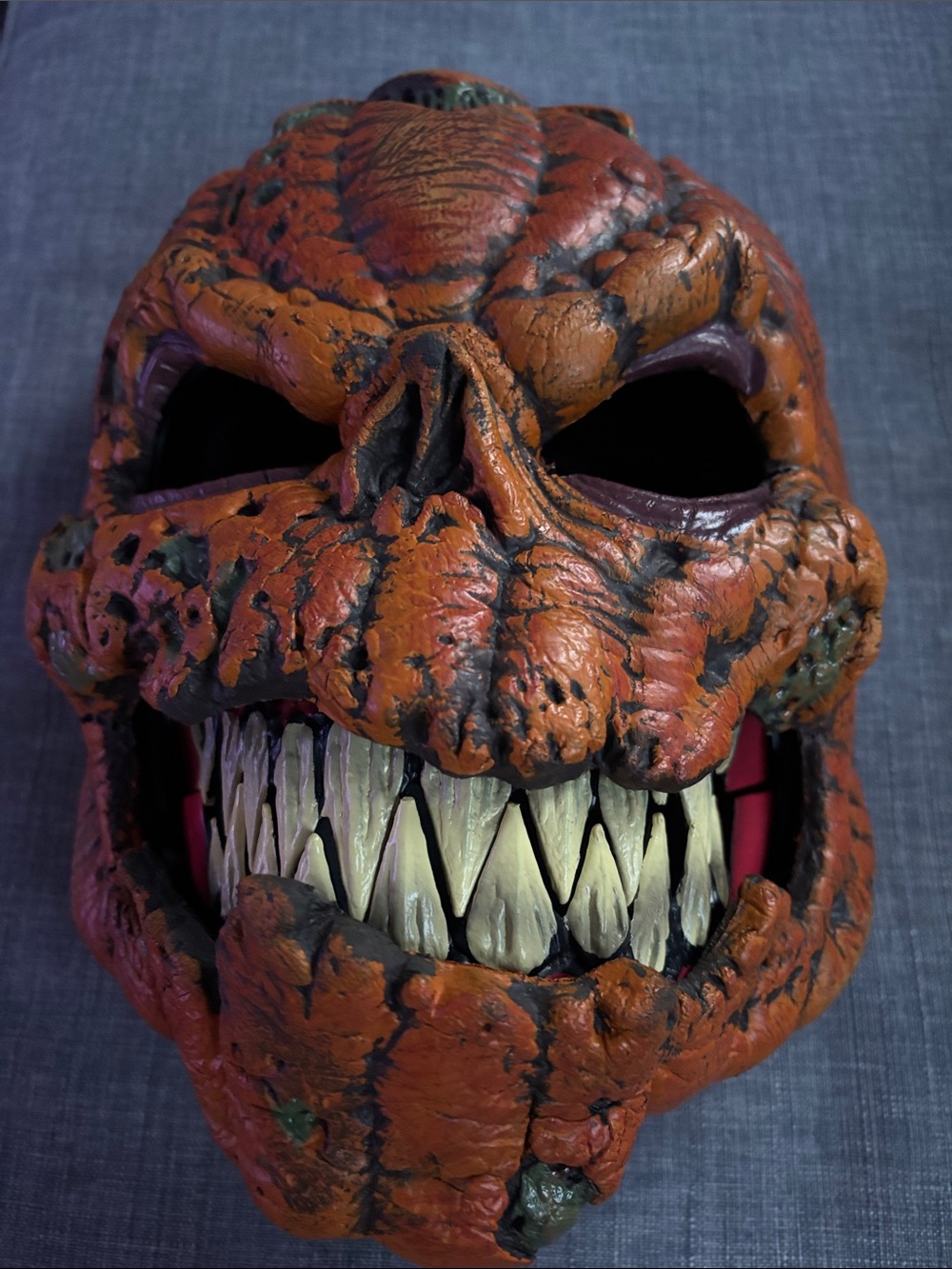 Horror Pumpkin Skull Reptile Mask - Orange